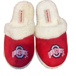 Ohio State Buckeyes size 7 red white slippers fur inside